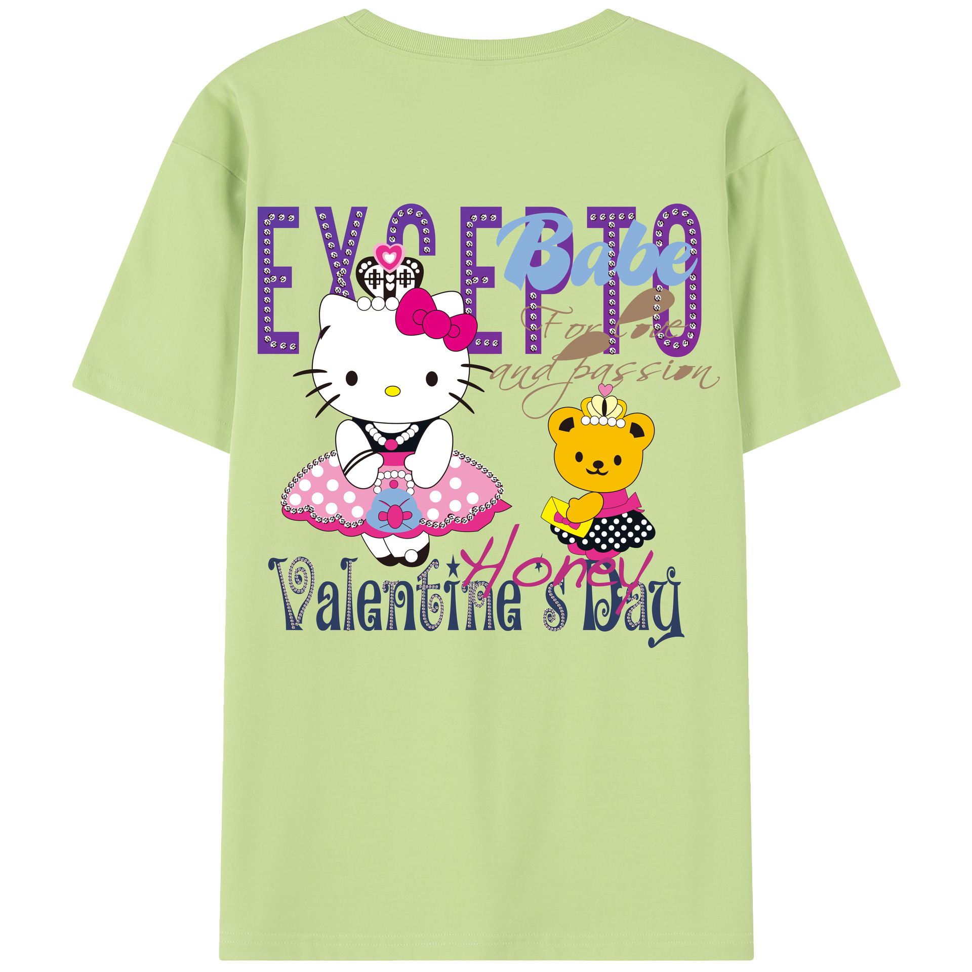 （画像用） Hello Kitty ハローキティ 綿100％半袖Tシャツ（背面プリント）